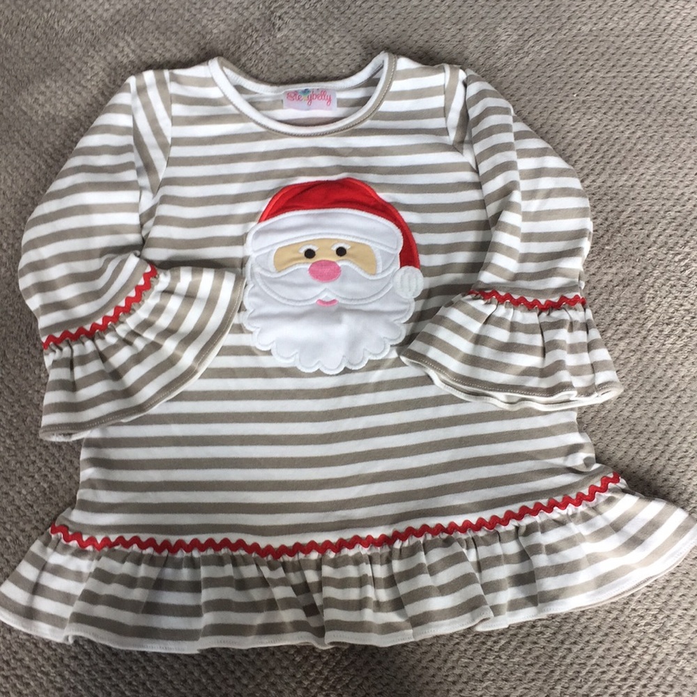 Grey and white stripe Santa dress